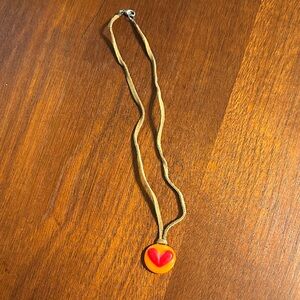 Heart Pendant Necklace in Red and Orange